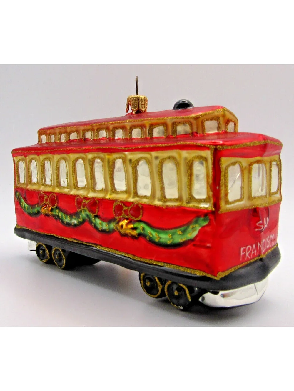Gump's Santa on San Francisco Cable Car Loaded with Presents Ornament
